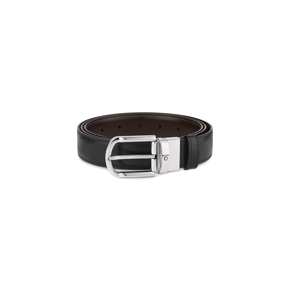 Montblanc Horseshoe Buckle Reversible Leather Belt 30mm – Black/Brown