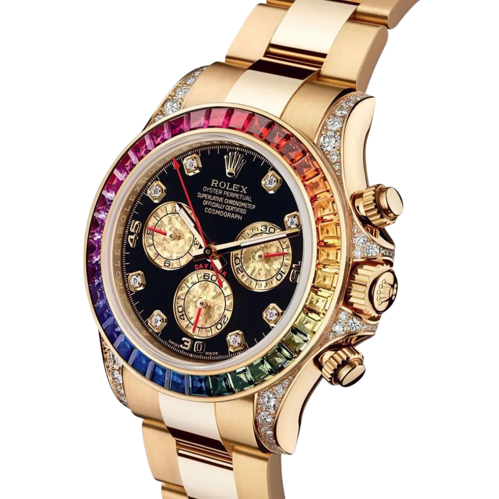 Rolex Daytona 116598RBOW 'Rainbow' Yellow Gold Black Dial Sapphire Bezel - Image 3