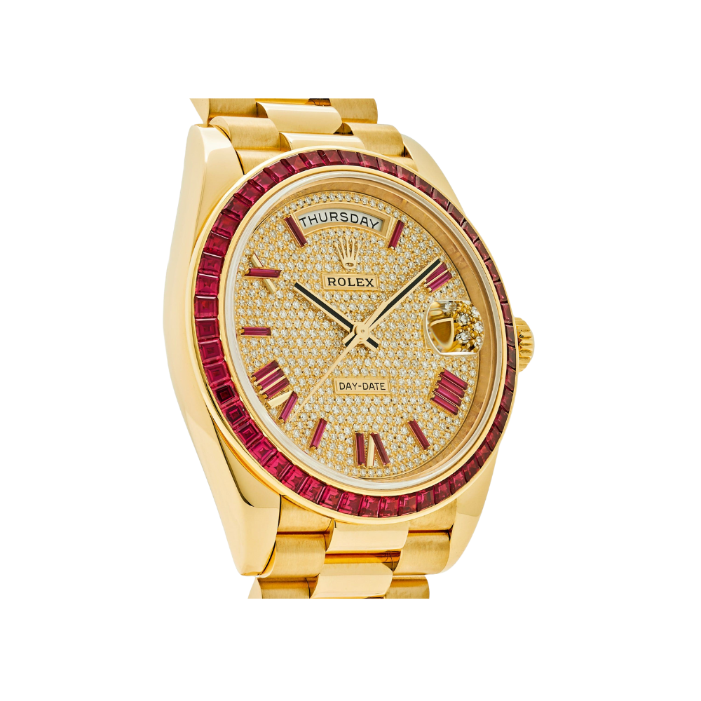 Rolex Day-Date 40 228398TRU Yellow Gold Roman Dial Ruby Bezel - Image 4