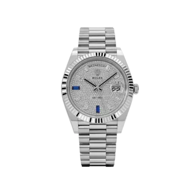 Rolex Day-Date 40 228236 Platinum Pavé Diamond Dial