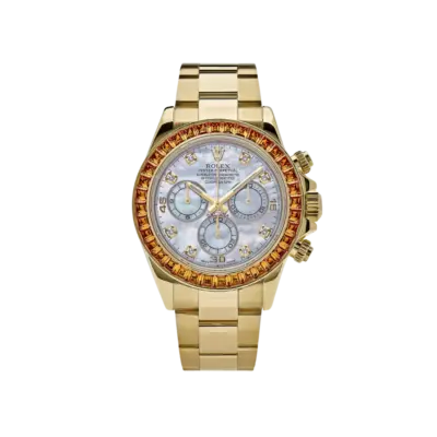 Rolex Daytona 116578SACO Yellow Gold Sapphire Bezel Mother Of Pearl Dial